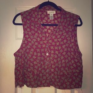 Vintage vest like shirt with flowers women’s
